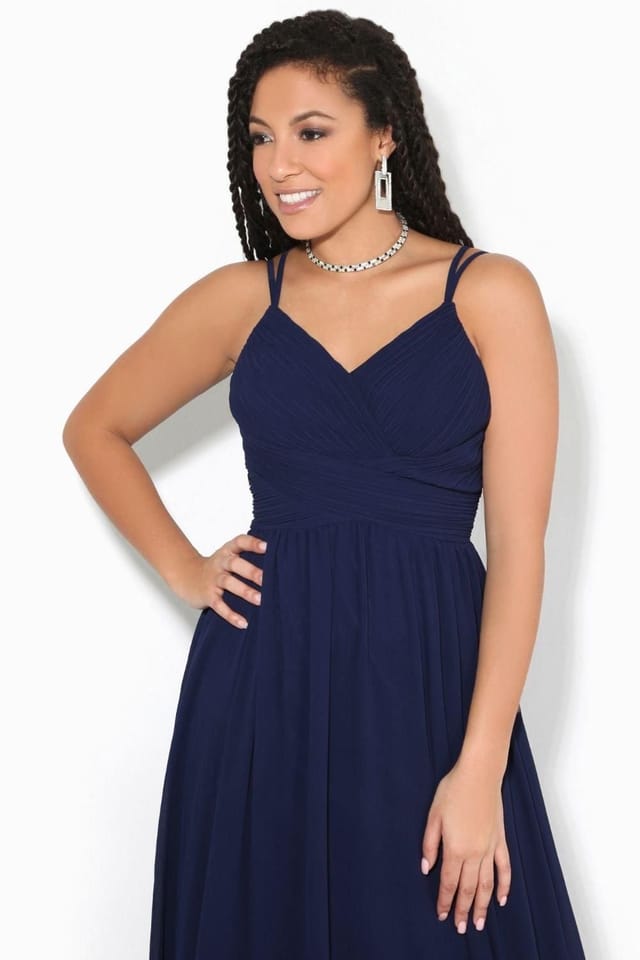 KRISP KRISP Women's Crochet Back Strappy Chiffon Maxi Dress in Navy - 2