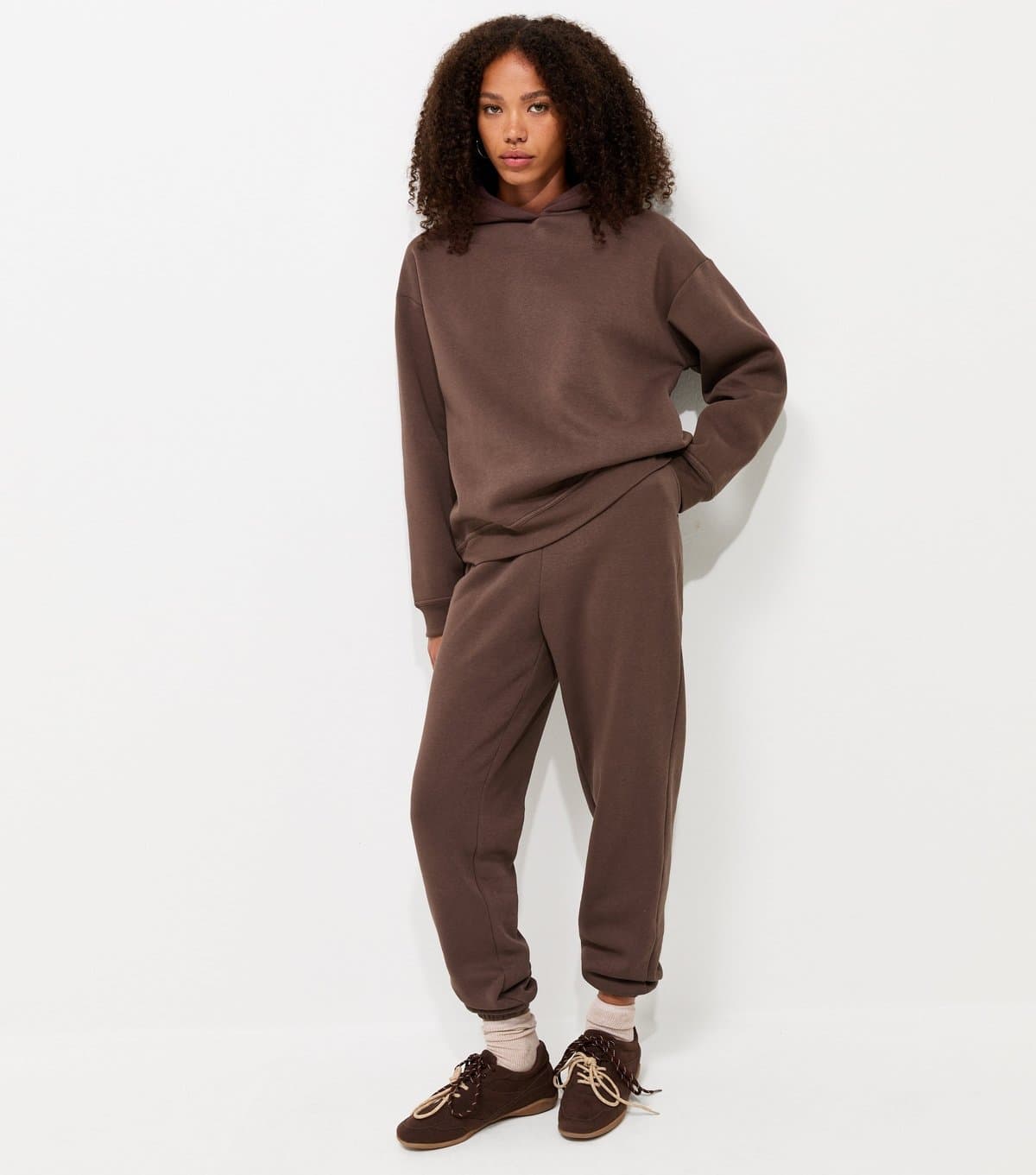 New Look Women's Dark Brown Cotton Rich Cuffed Joggers New Look