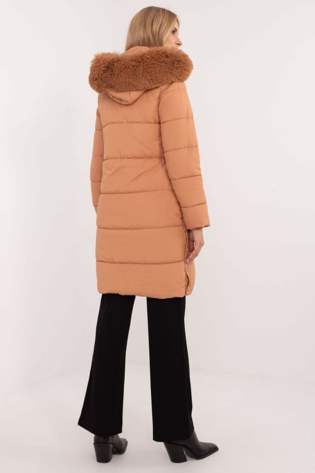 Love Lace Love Lace Women's Extended Quilted Jacket with Detachable Hood in Brown - 3
