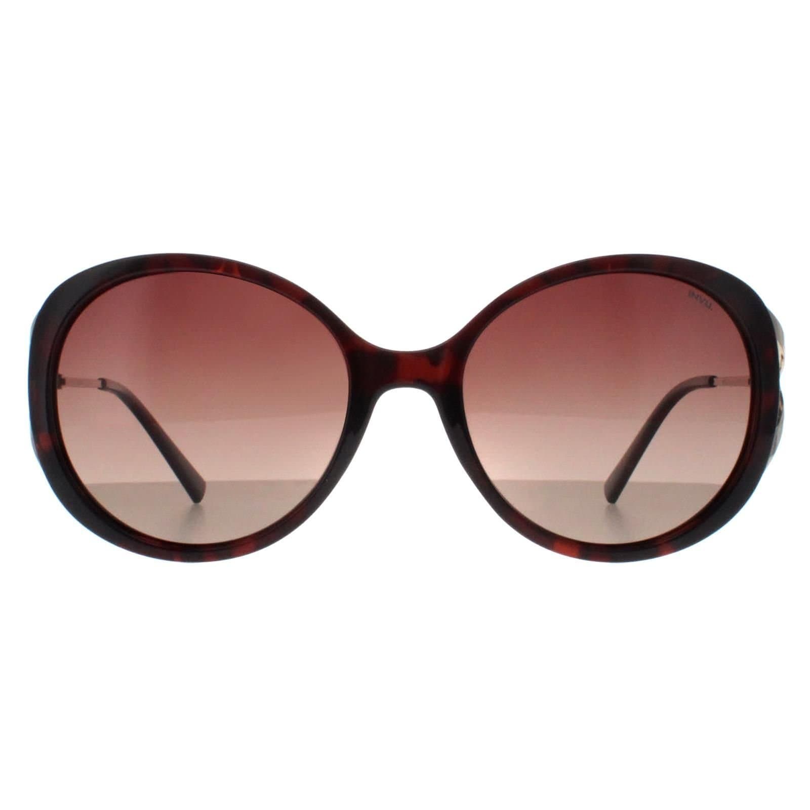 INVU INVU Women's Round Demi Gold Brown Tortoise Brown Polarized B2117