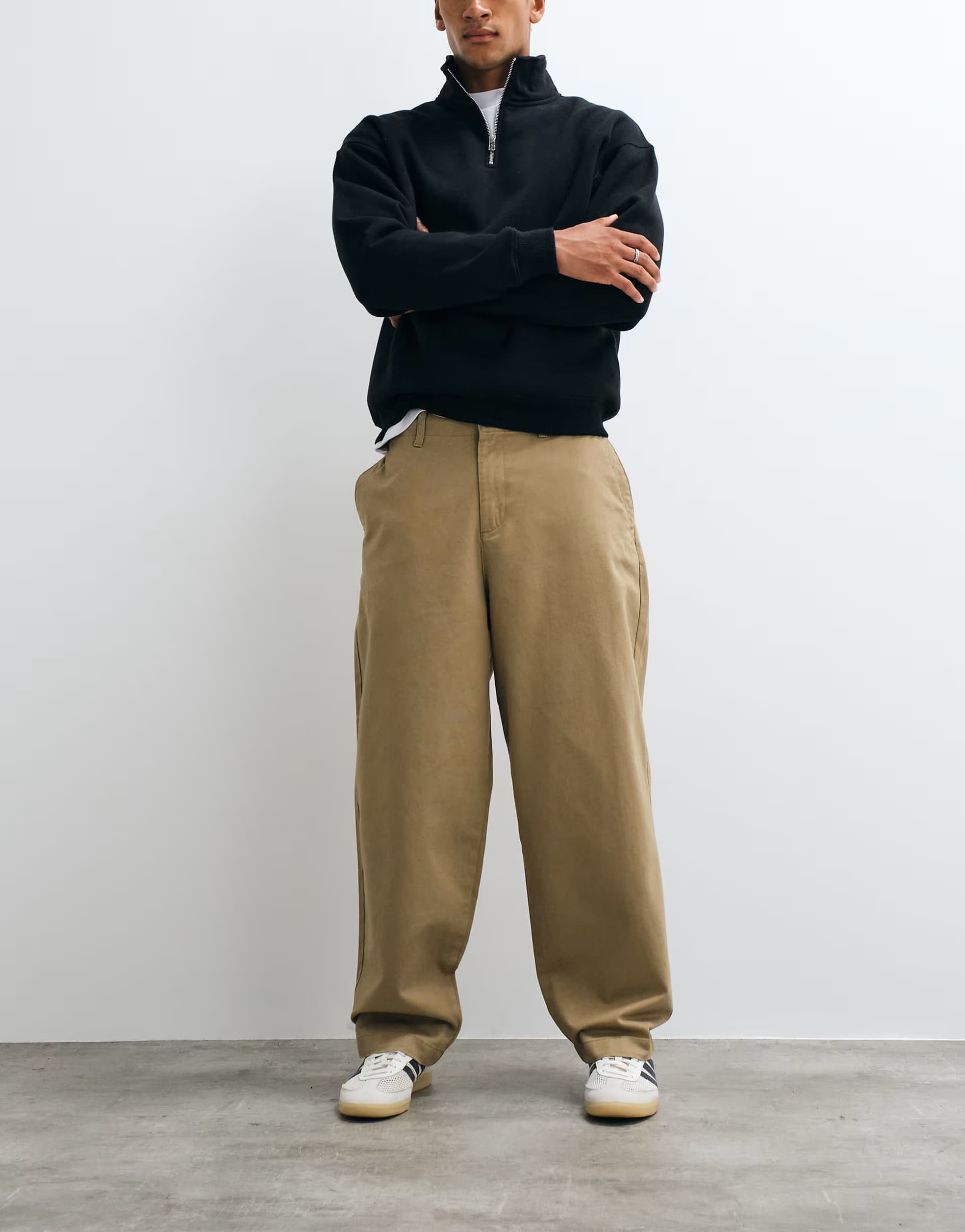 ASOS Jack & Jones barrel fit chino trousers in beige