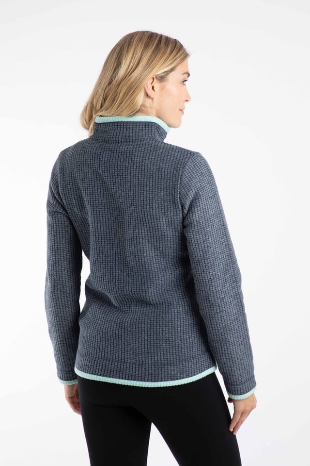 Weird Fish Weird Fish Women's Ariana Full Zip Grid Fleece in Mid Navy - 3