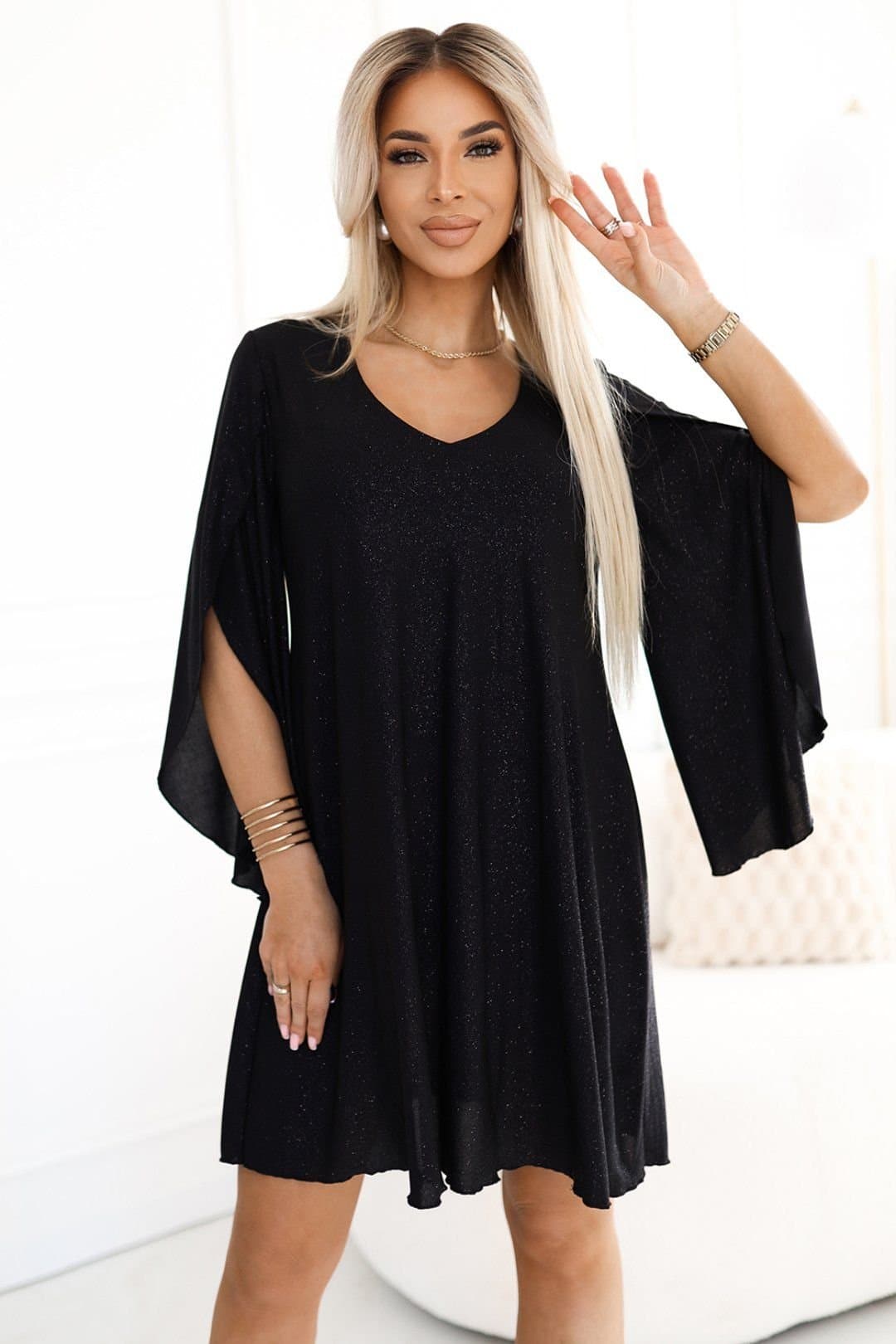 Love Lace Love Lace Women's Evening Trapeze Dress Dazzling Brocade in Black
