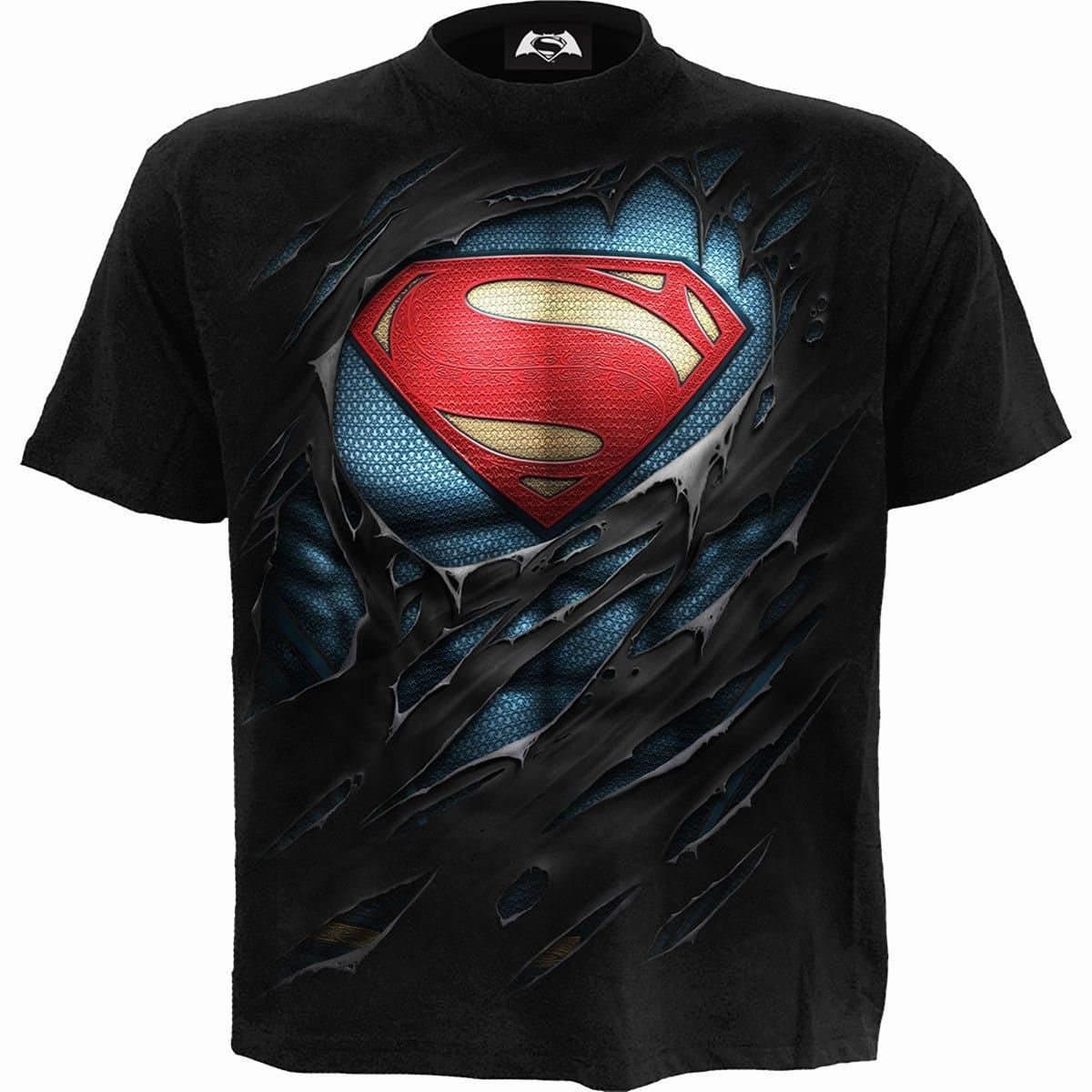 Spiral Spiral Men's SUPERMAN - RIPPED - T-Shirt Black