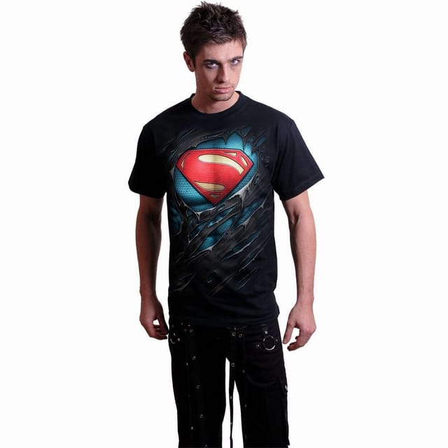 Spiral Spiral Men's SUPERMAN - RIPPED - T-Shirt Black - 3