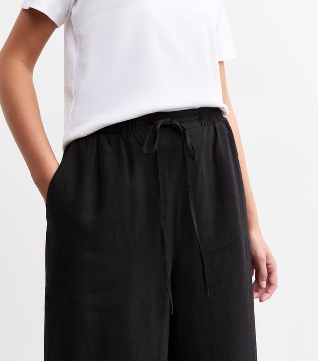 New Look Women's Tall Black Linen Blend Cropped Trousers New Look - 2