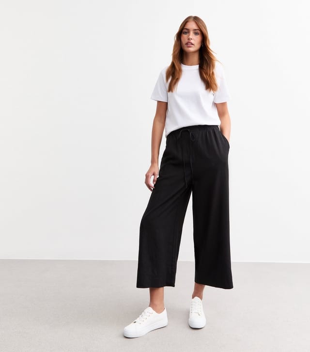 New Look Women's Tall Black Linen Blend Cropped Trousers New Look - 3