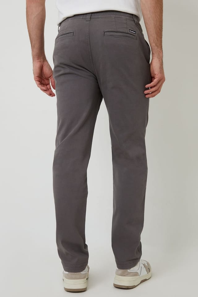 Threadbare Threadbare Men's Cotton Elasticated Waist Chino Trousers in Dark Grey - 2