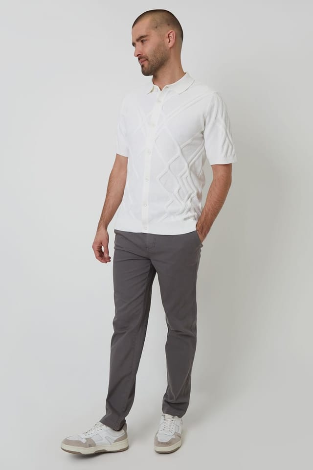 Threadbare Threadbare Men's Cotton Elasticated Waist Chino Trousers in Dark Grey - 3