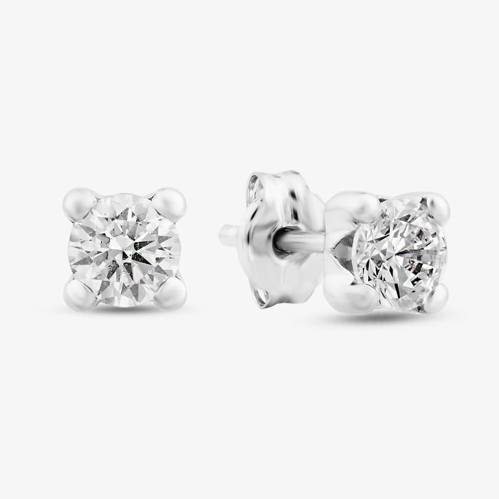 T.H.Baker T.H.Baker Women's 9ct White Gold Round Cubic Zirconia Stud Earrings 5.59.1860 in Silver