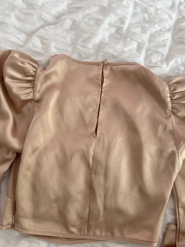 ASOS Beige Satin Off-Shoulder Top