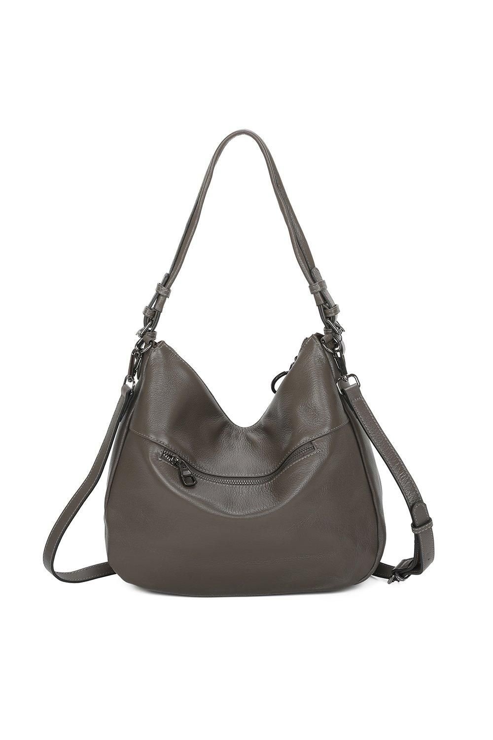 Leather Village Leather Village Women's Maribor Real Leather Hobo Shoulder Bag in Dark Grey - 4