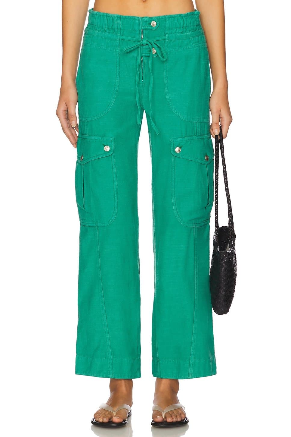 revolve Revolve Park Ave Green Cotton Cargo Pants