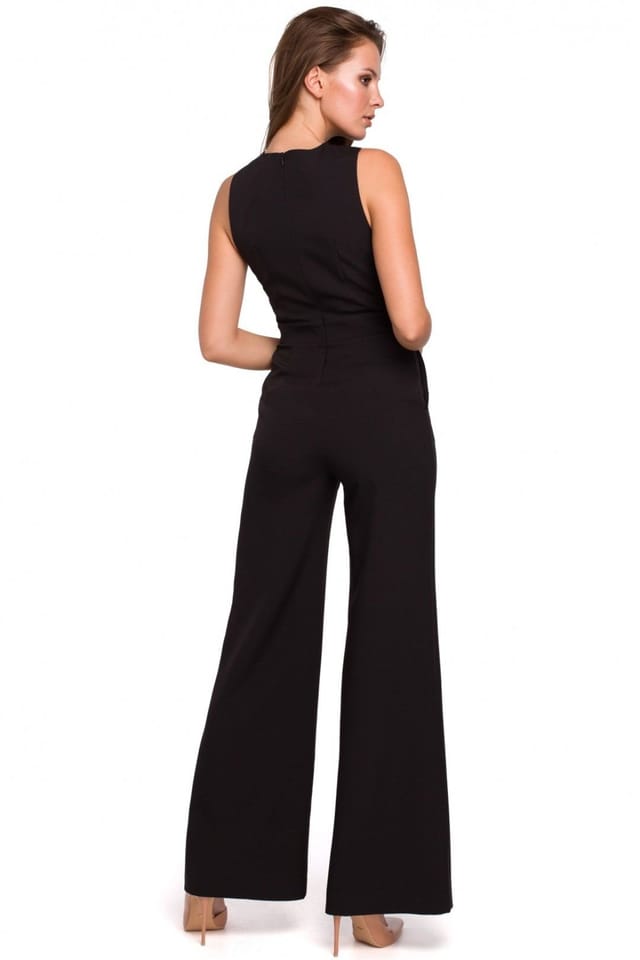 Love Lace Love Lace Women's Crosswise Striped Overalls for Events in Black - 2