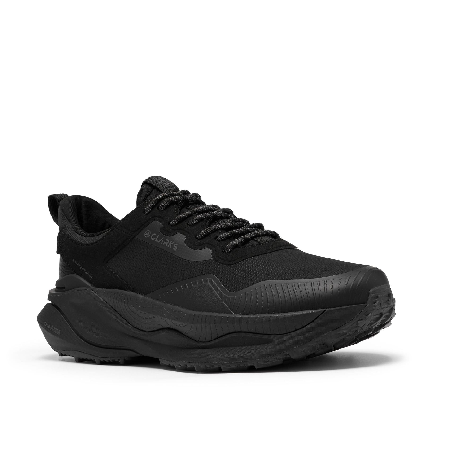 Clarks Clarks Men's Pace Trail Go Waterproof Black/Black Trainers, Walking in Black - 4