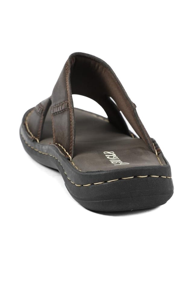 Pavers Pavers Men's Slip On Leather Mule Sandals in Dark Brown - 3