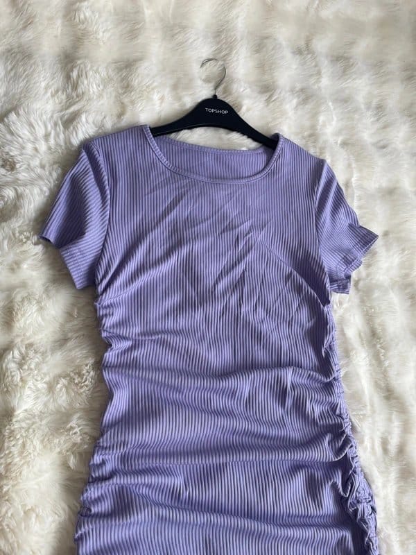 Shein Lilac Ribbed Ruched Mini Dress