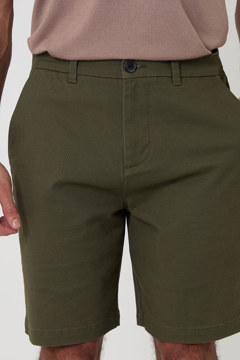 Threadbare Threadbare Men's Cotton 3 Pocket Stretch Chino Shorts in Khaki - 4