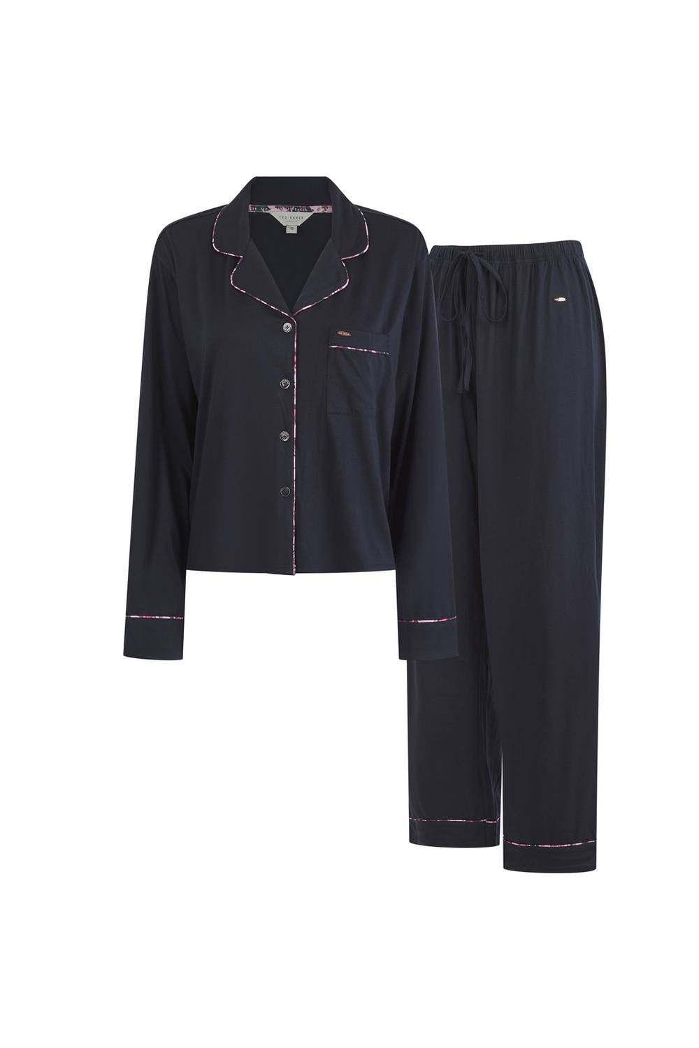 Ted Baker Ted Baker Women's Pandora Long Pyjama Set With Contrast Print Piping After Midnight in Navy - 2