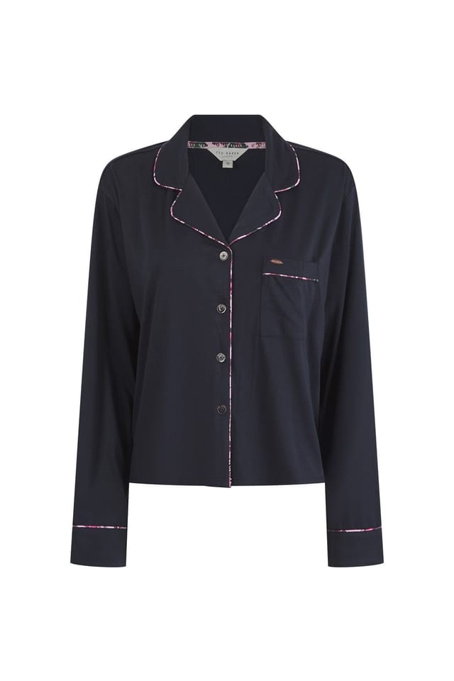 Ted Baker Ted Baker Women's Pandora Long Pyjama Set With Contrast Print Piping After Midnight in Navy - 2