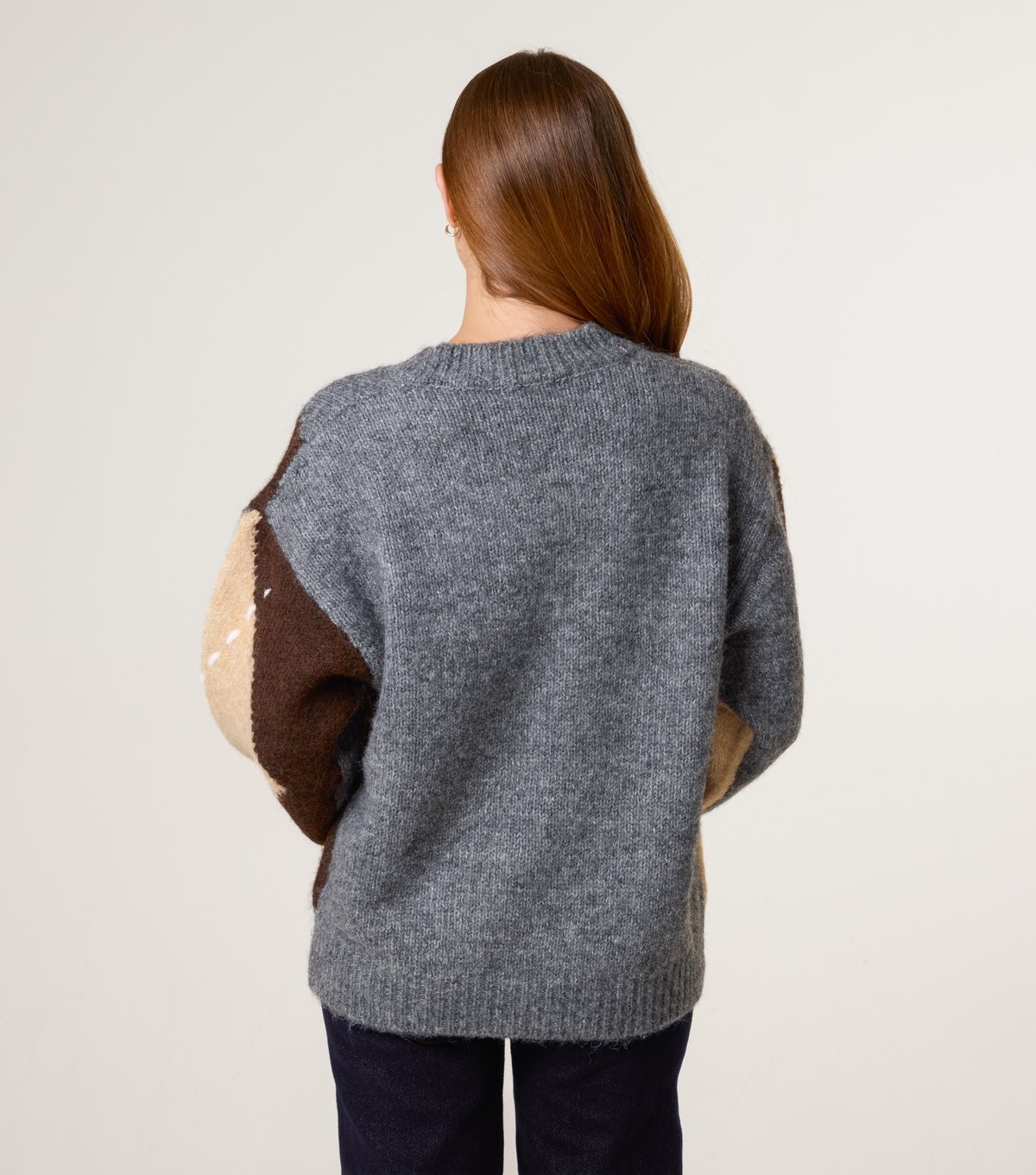 Blue Vanilla Women's Grey Argyle Knit Jumper Blue Vanilla New Look - 4