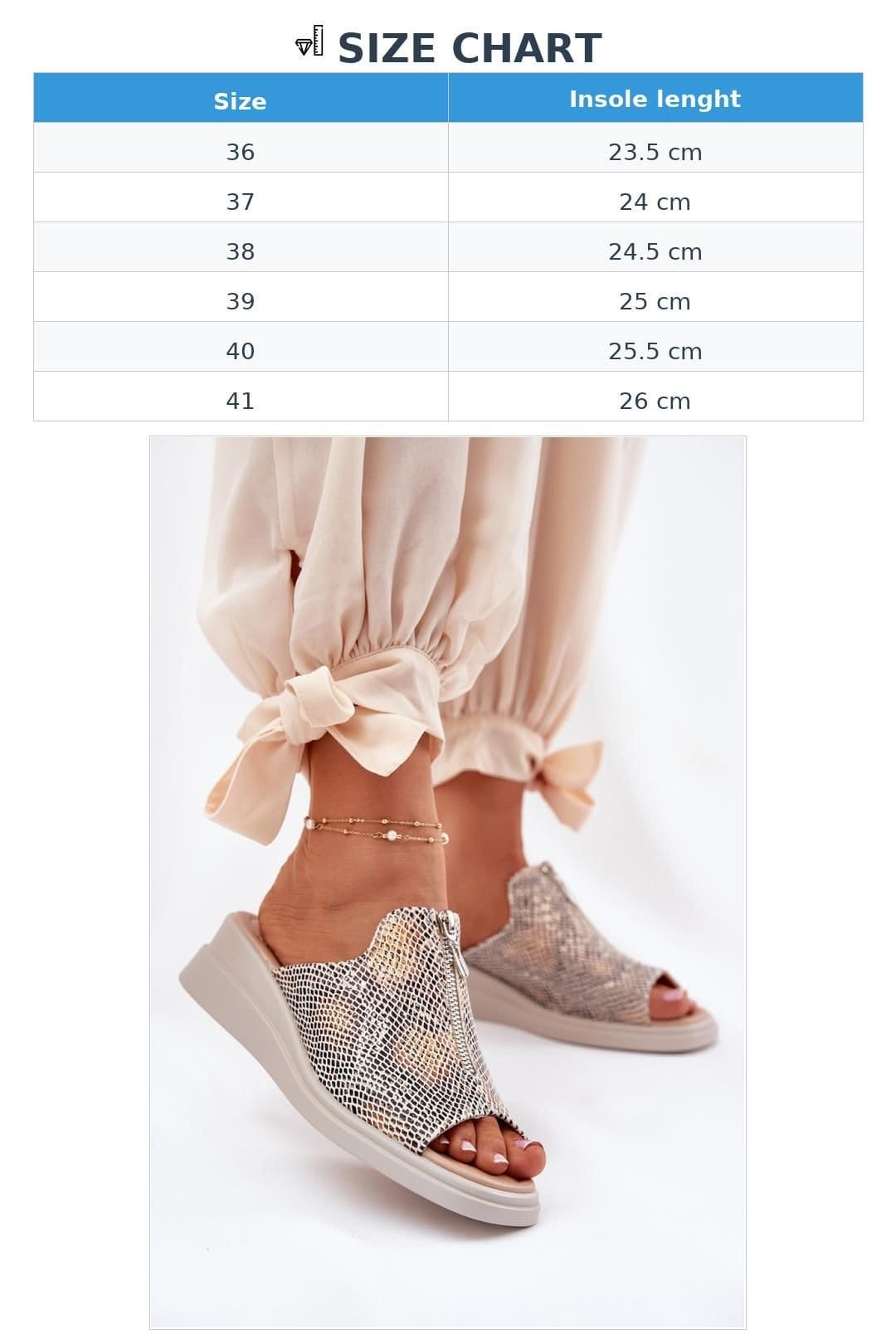 Love Lace Love Lace Women's Wedge Sandals With Decorative Zip Summer Style in Beige - 4