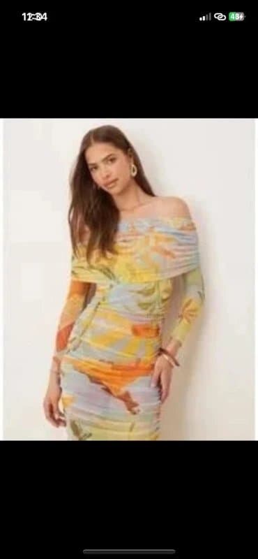 Never Fully Dressed Never fully dressed ruched mesh midaxi dress mixed print RRP £120 size 10