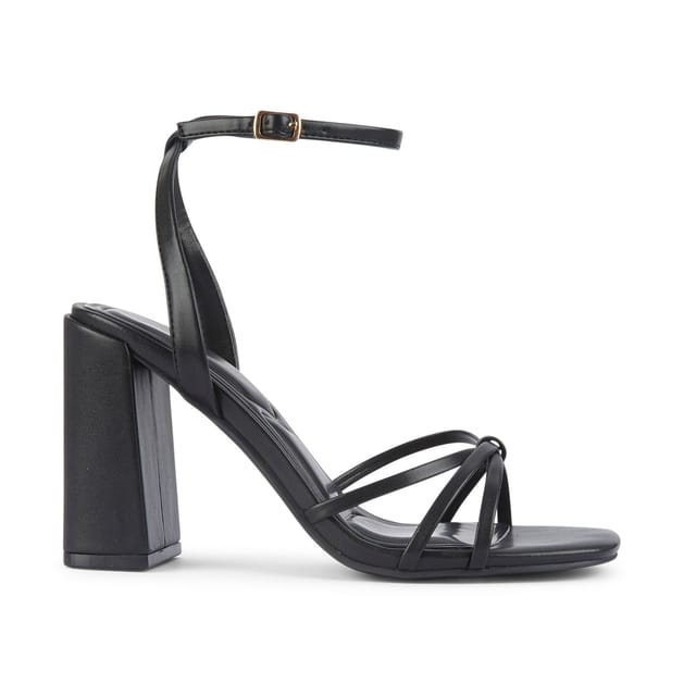 Truffle Collection Truffle Collection Women's Heeled Open Toe Sandals Buckle Strap PU Stiletto Heel Summer Shoes in Black - 3