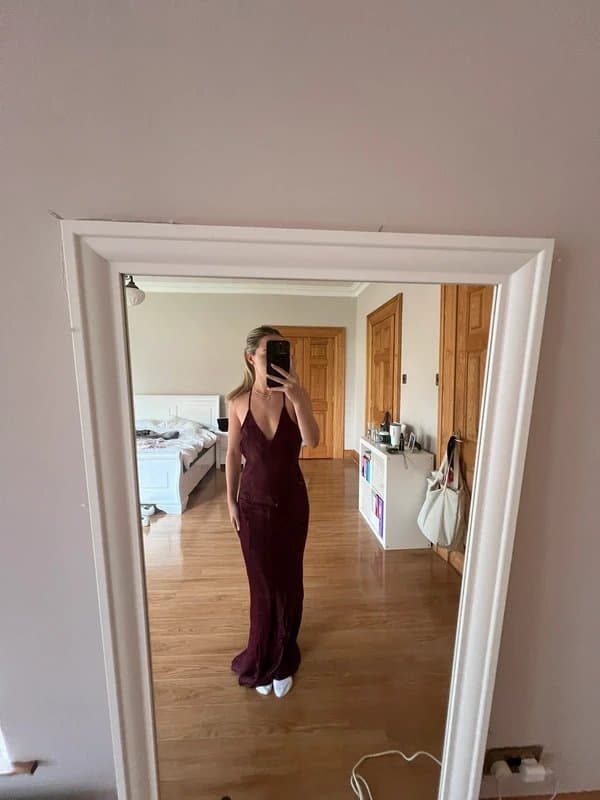 ASOS ASOS design satin seam detail maxi dress in plum