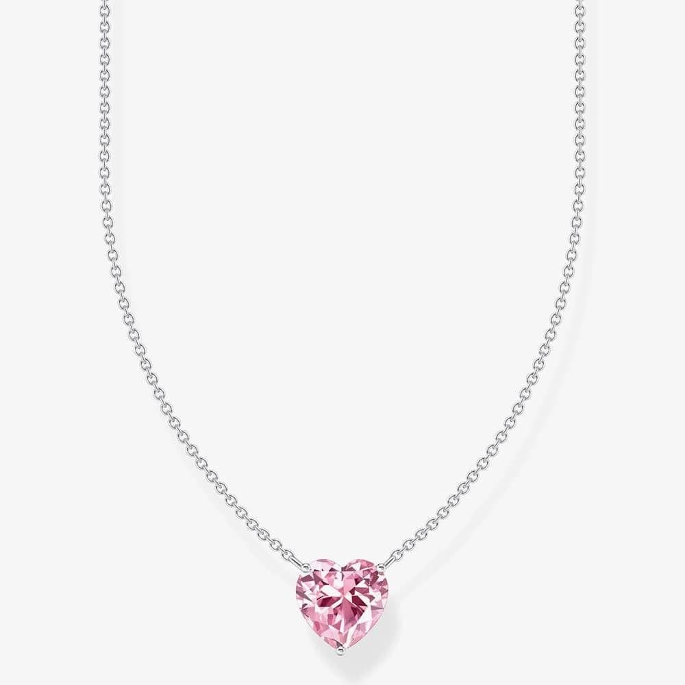 Thomas Sabo THOMAS SABO Women's Pink Heart Cubic Zirconia Necklace KE2211-051-9-L45V in Silver