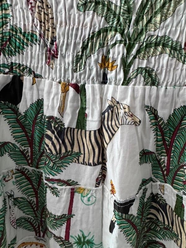 Wolf & Badger BNWT Wolf & Badger designed by Yumi White Cotton Animal Print Tiered Maxi Skirt Size L / 14-16