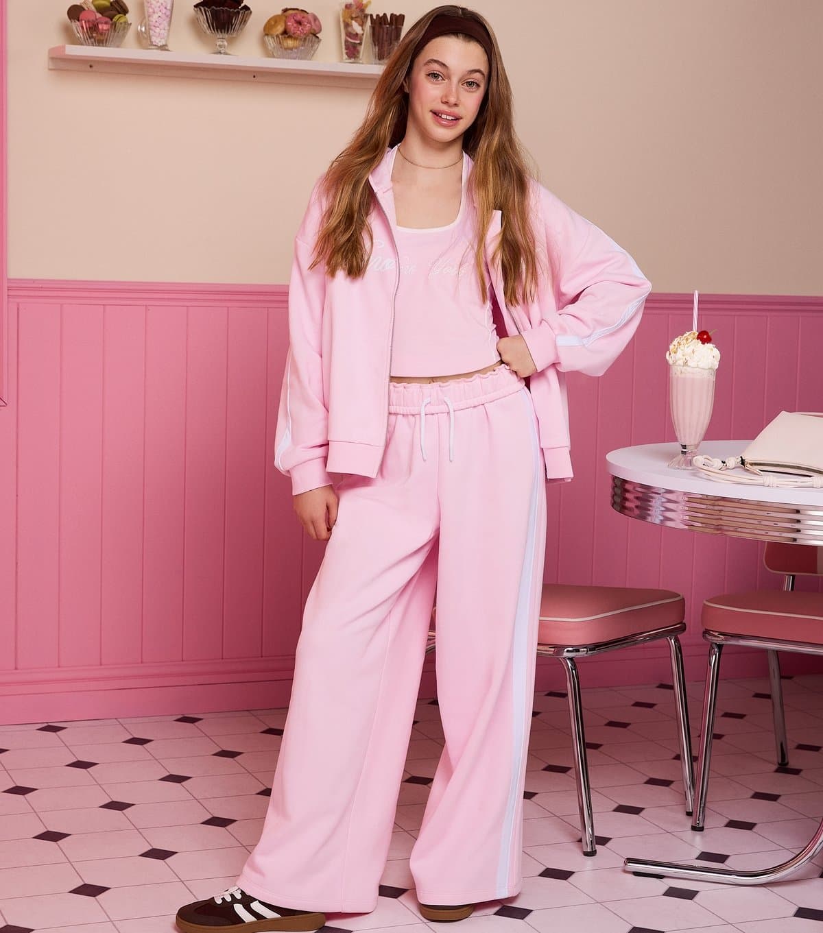 New Look Girls' Pink New York Longline Zip Through Hoodie New Look