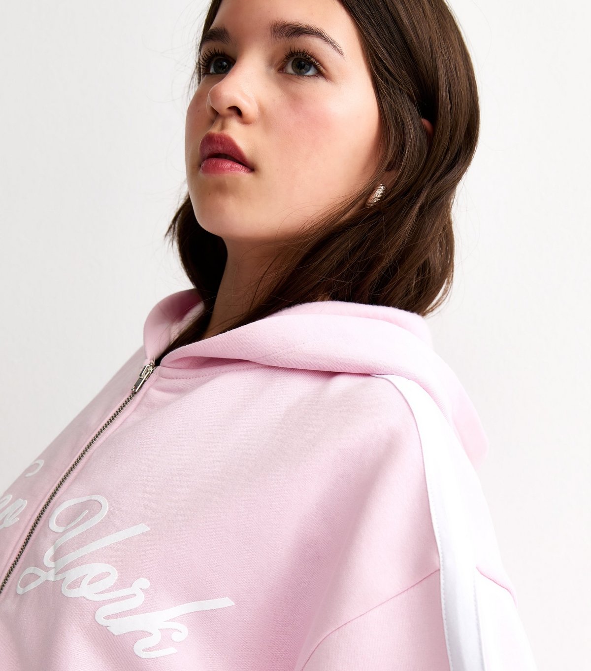 New Look Girls' Pink New York Longline Zip Through Hoodie New Look - 4