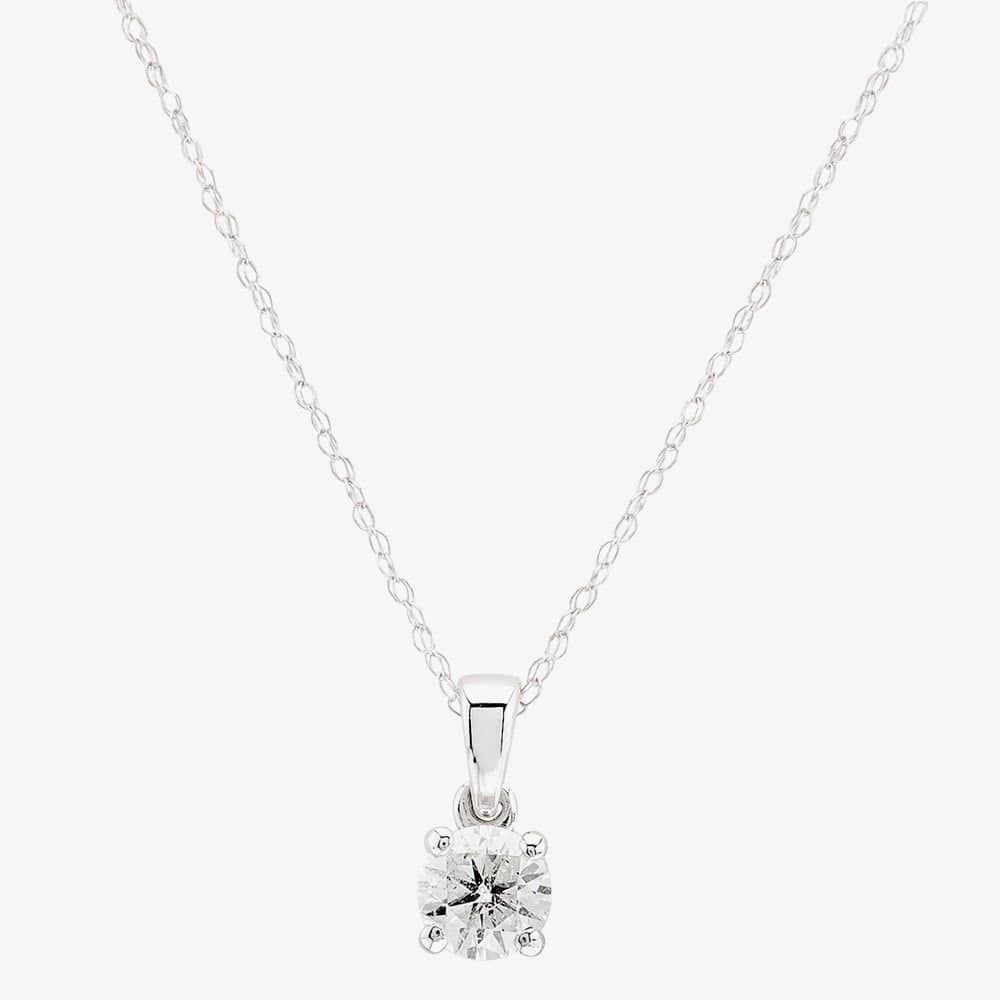 T.H.Baker T.H.Baker Women's 9ct White Gold 0.50ct Diamond Single Stone Necklace TH0121004 in Silver