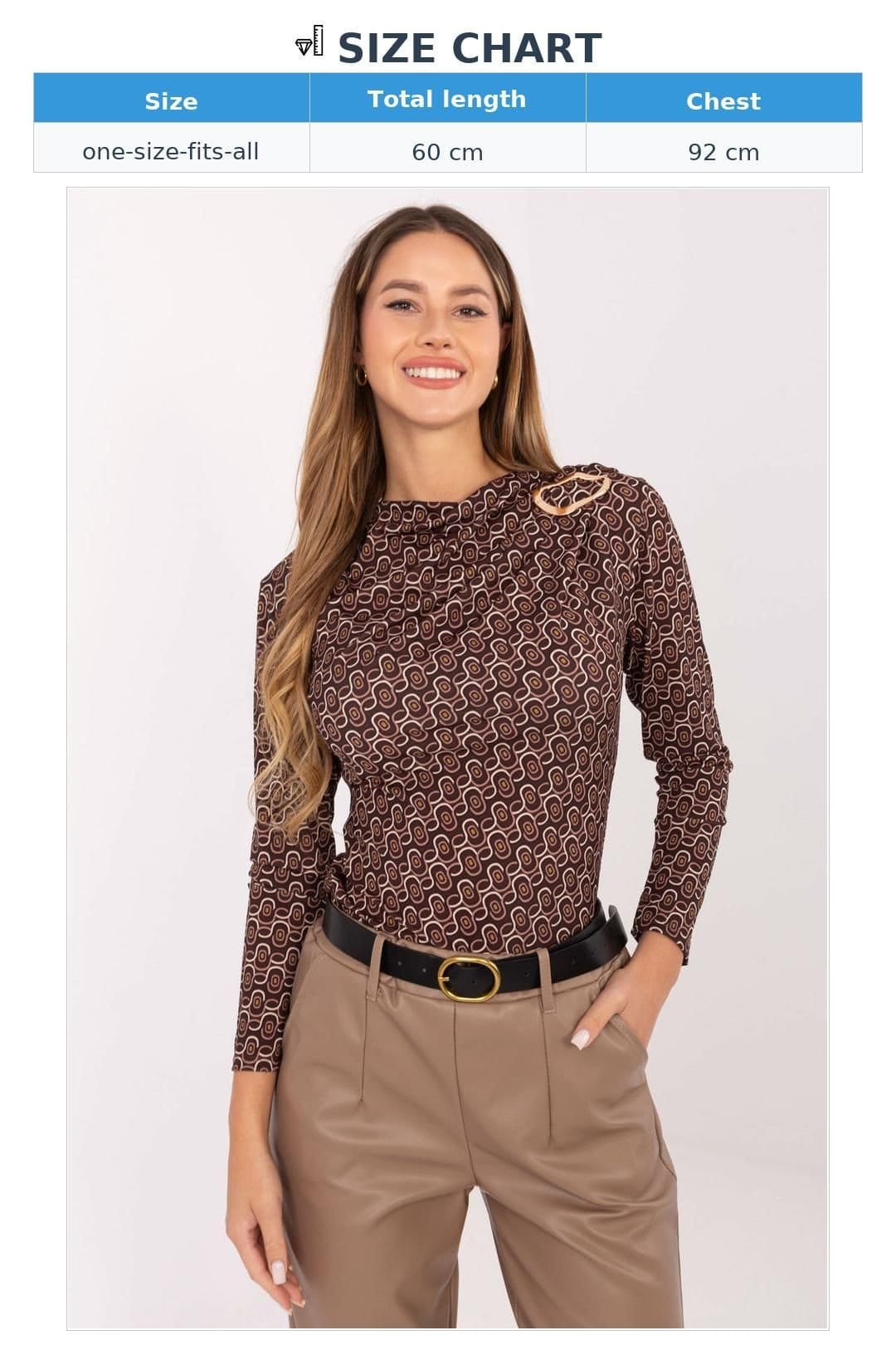 Love Lace Love Lace Women's Viscose Polyester Pleated Shoulder Blouse in Brown - 4