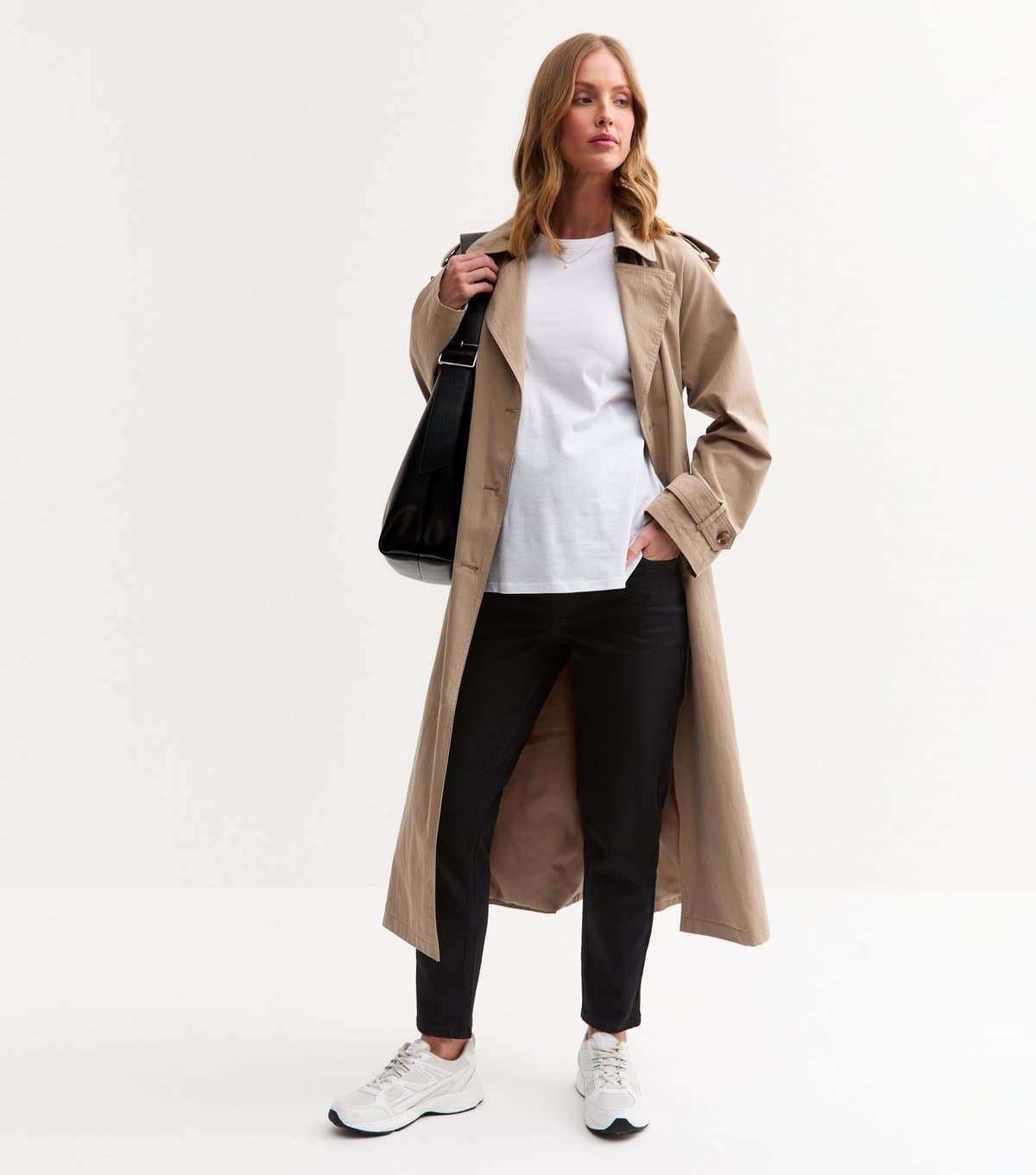 New Look Women's Maternity Washed Black Denim Mom Jeans New Look