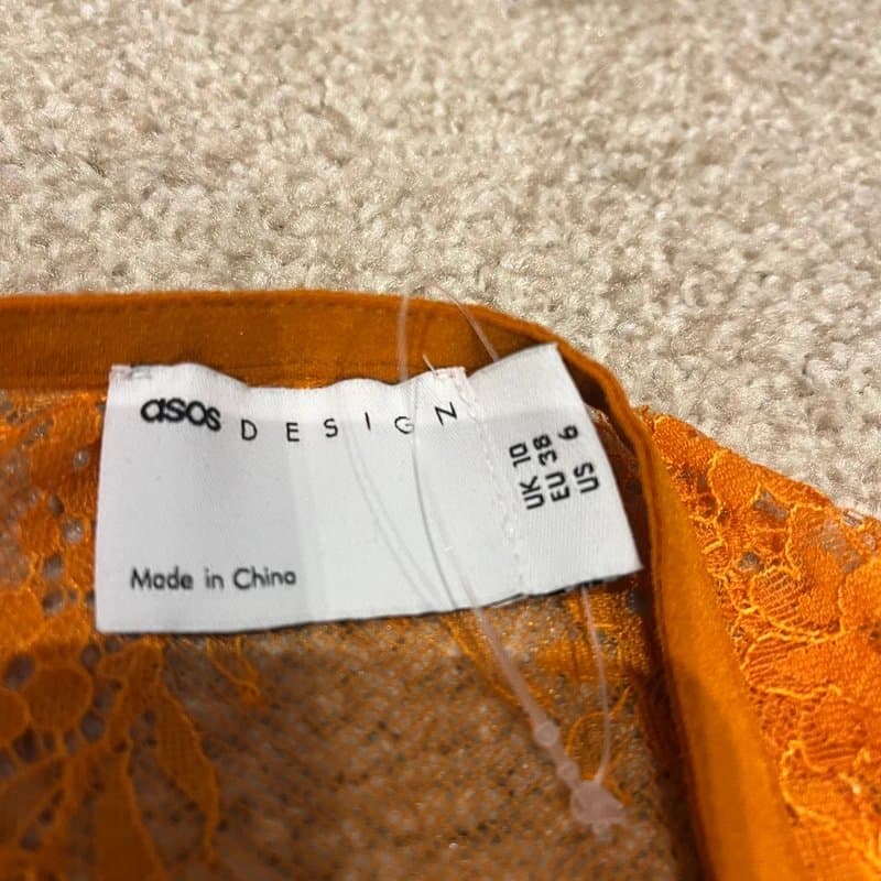 ASOS ASOS Orange Sheer Lace Midaxi Skirt  Size 10