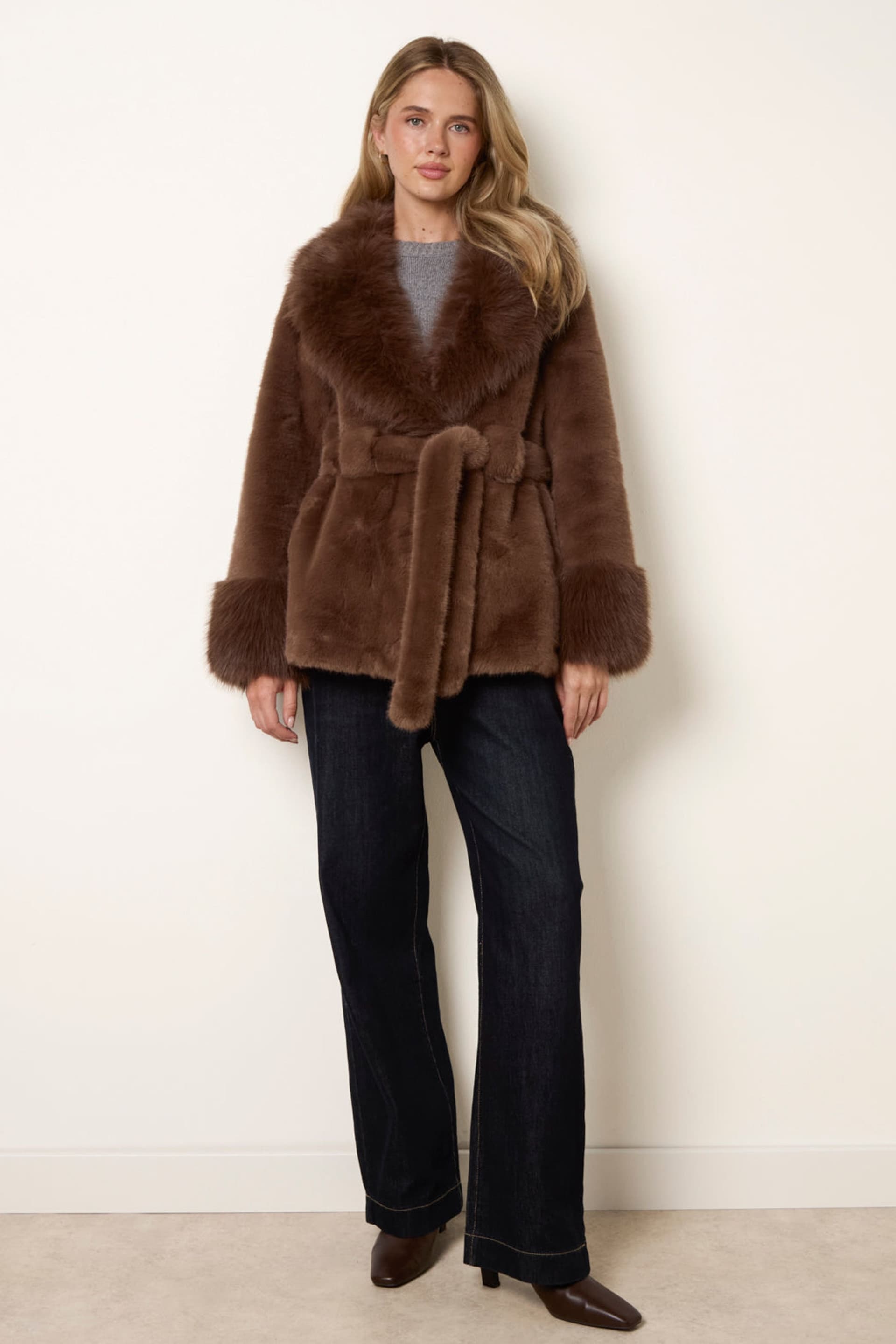 Blue Vanilla Blue Vanilla Women's Brown Long Sleeve Button Up Collar Coat