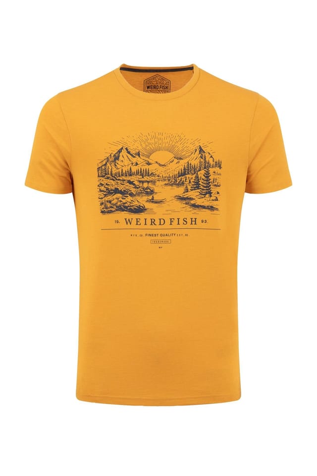 Weird Fish Weird Fish Men's Sunrise Front Print Graphic T-Shirt in Mustard - 2