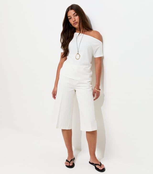 New Look Women's Off White Off The Shoulder T-Shirt New Look - 2