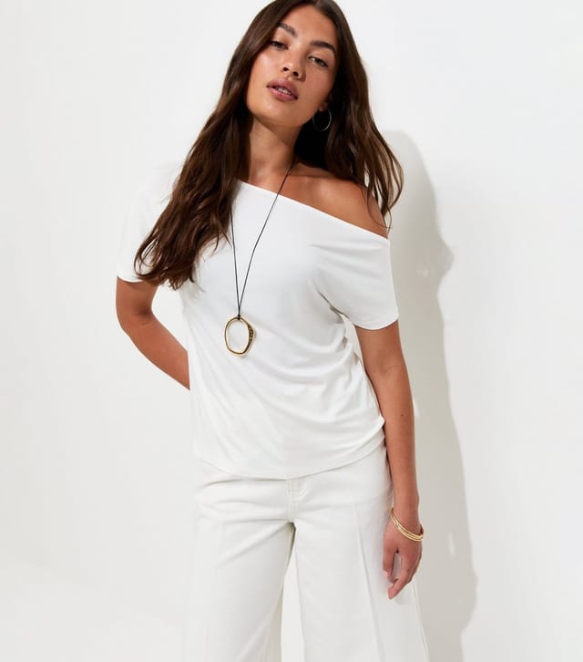 New Look Women's Off White Off The Shoulder T-Shirt New Look - 3