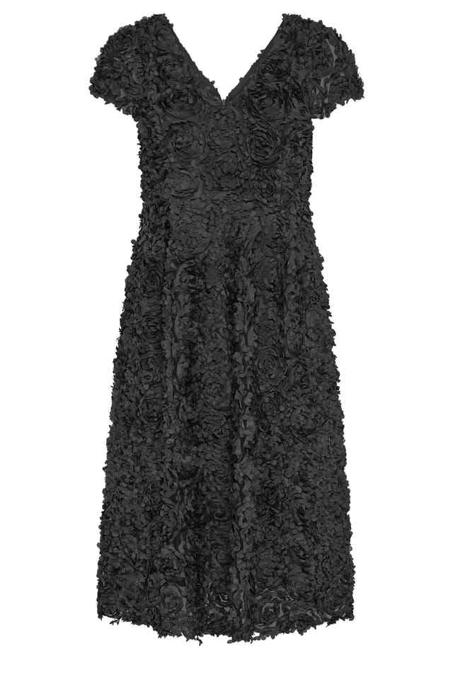 Yours Yours Women's Floral Skater Dress in Black - 2