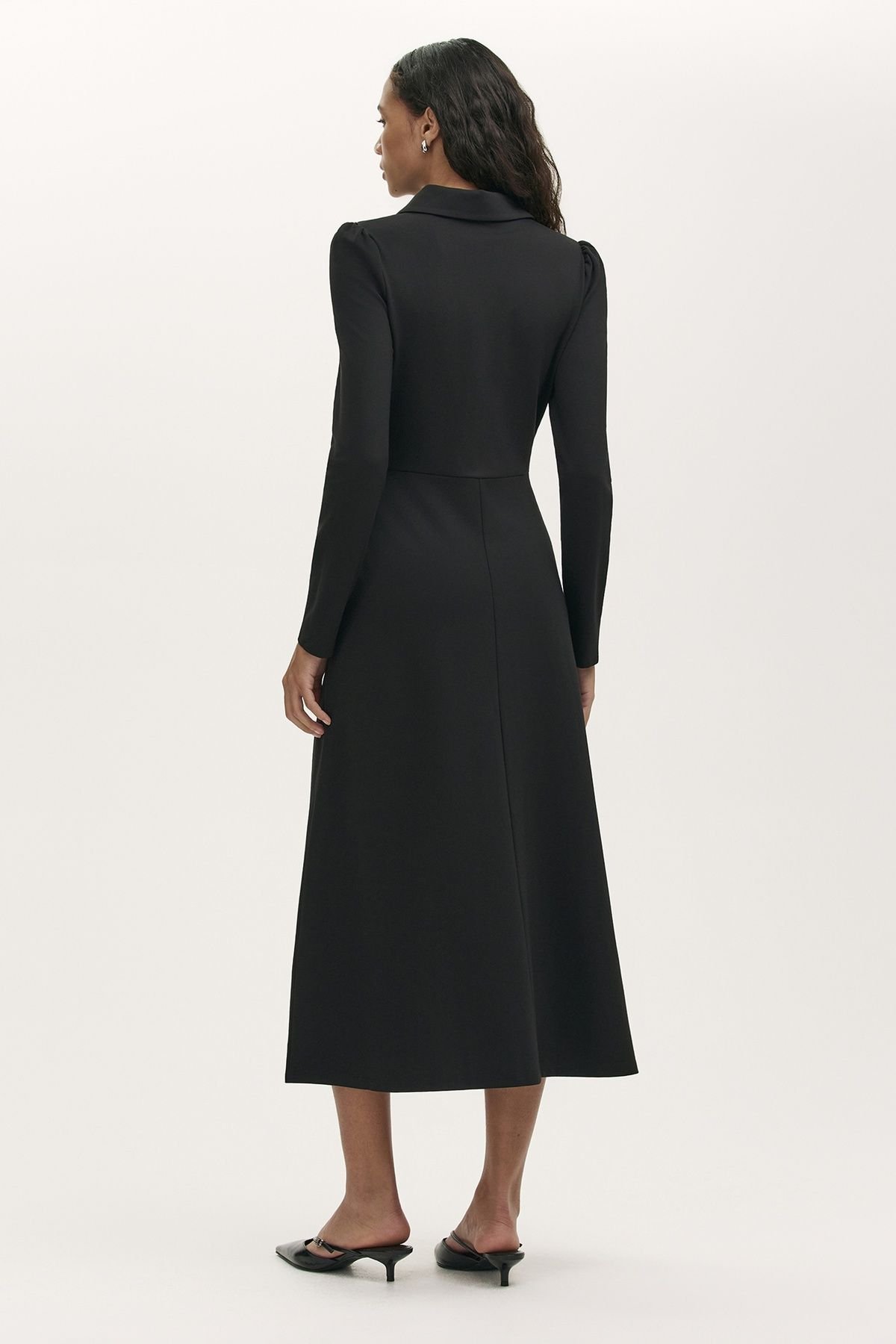 Finery London Finery London Women's Elvira Ponte Jersey Zip Front Midi Dress in True Black - 3