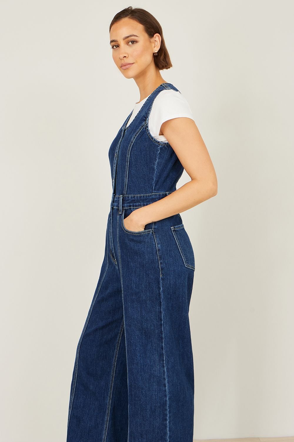 Yumi Yumi Women's Blue Denim Stretch Fitted Jumpsuit - 2