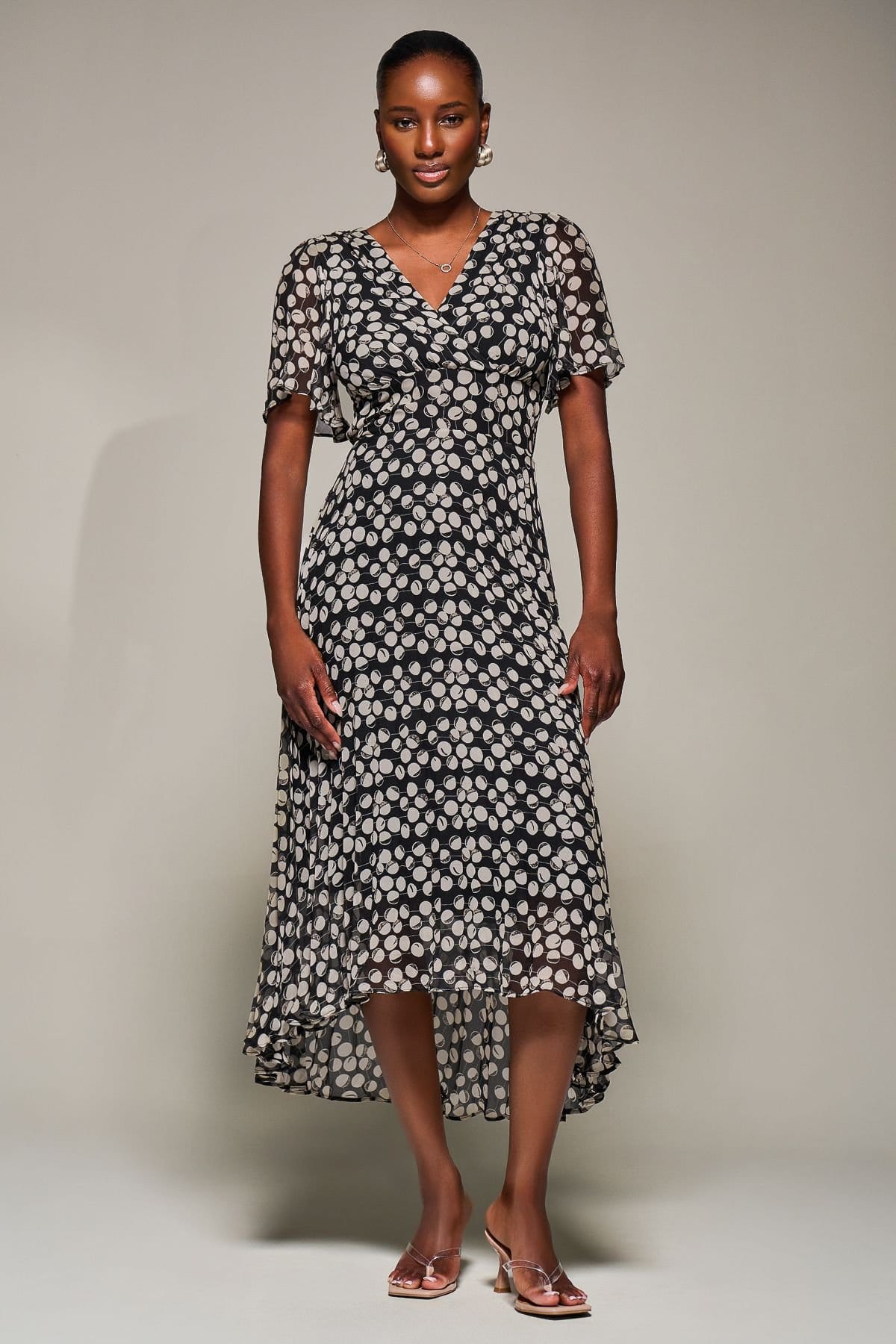 Jolie Moi Jolie Moi Women's Chiffon Frill Sleeved Maxi Dress in Black - 4