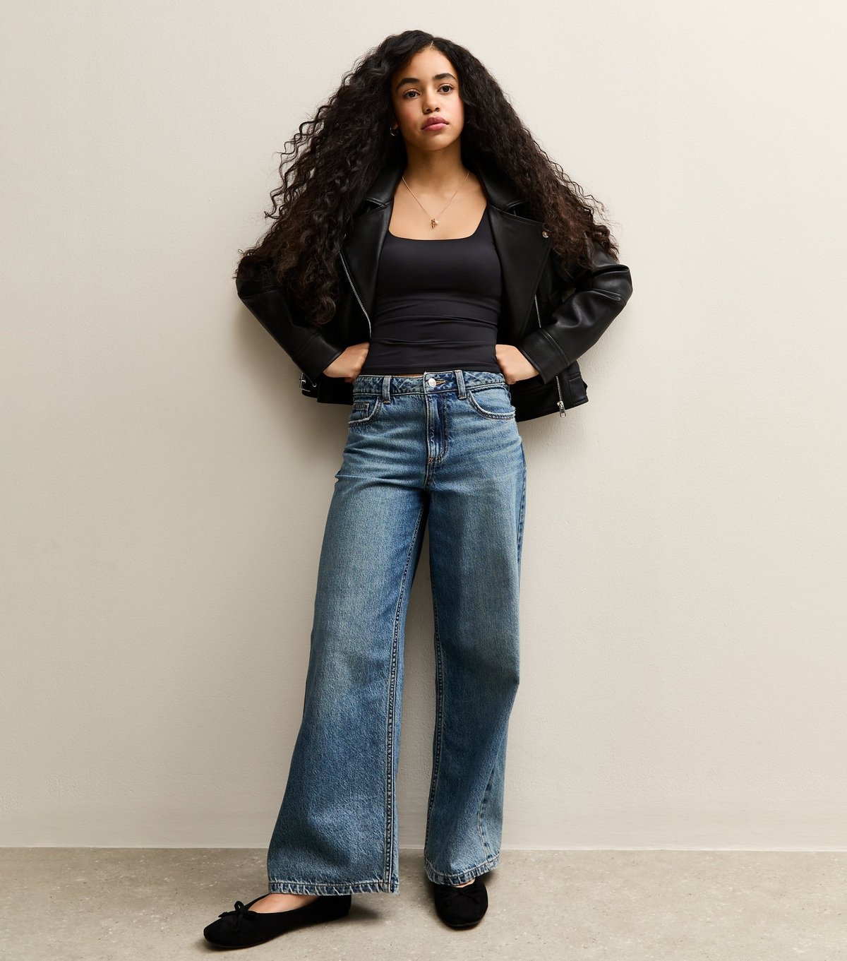 New Look Girls' Black Slinky Square Neck Vest Top New Look - 3