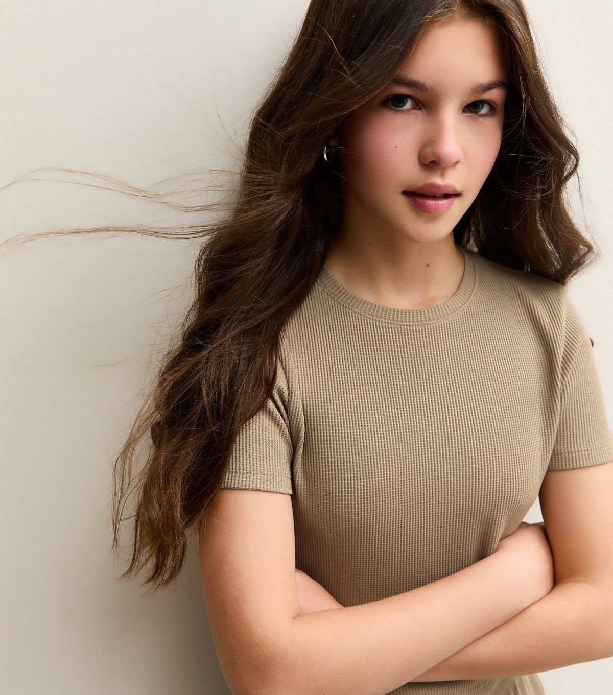 New Look Girls' Camel Waffle Texture Top New Look - 2