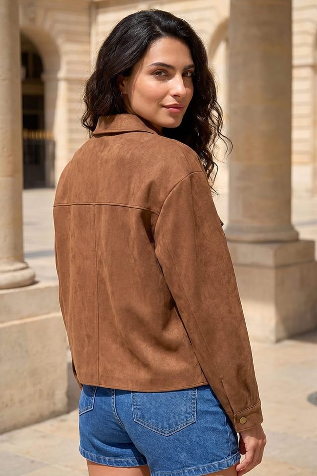 Dusk Dusk Women's Faux Suede Tassel Jacket in Chocolate - 3