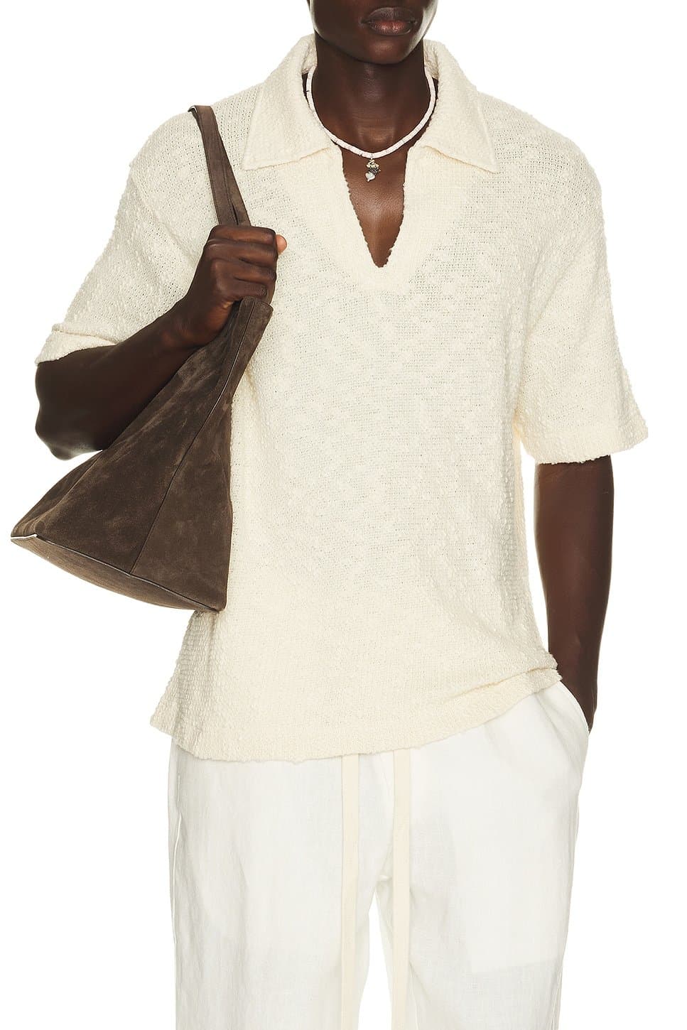 revolve Textured Cotton Knit Polo