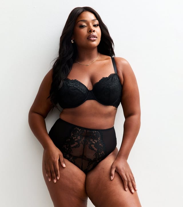 New Look Women's Plus Size Black Lace Non Padded Bra Curves New Look - 2